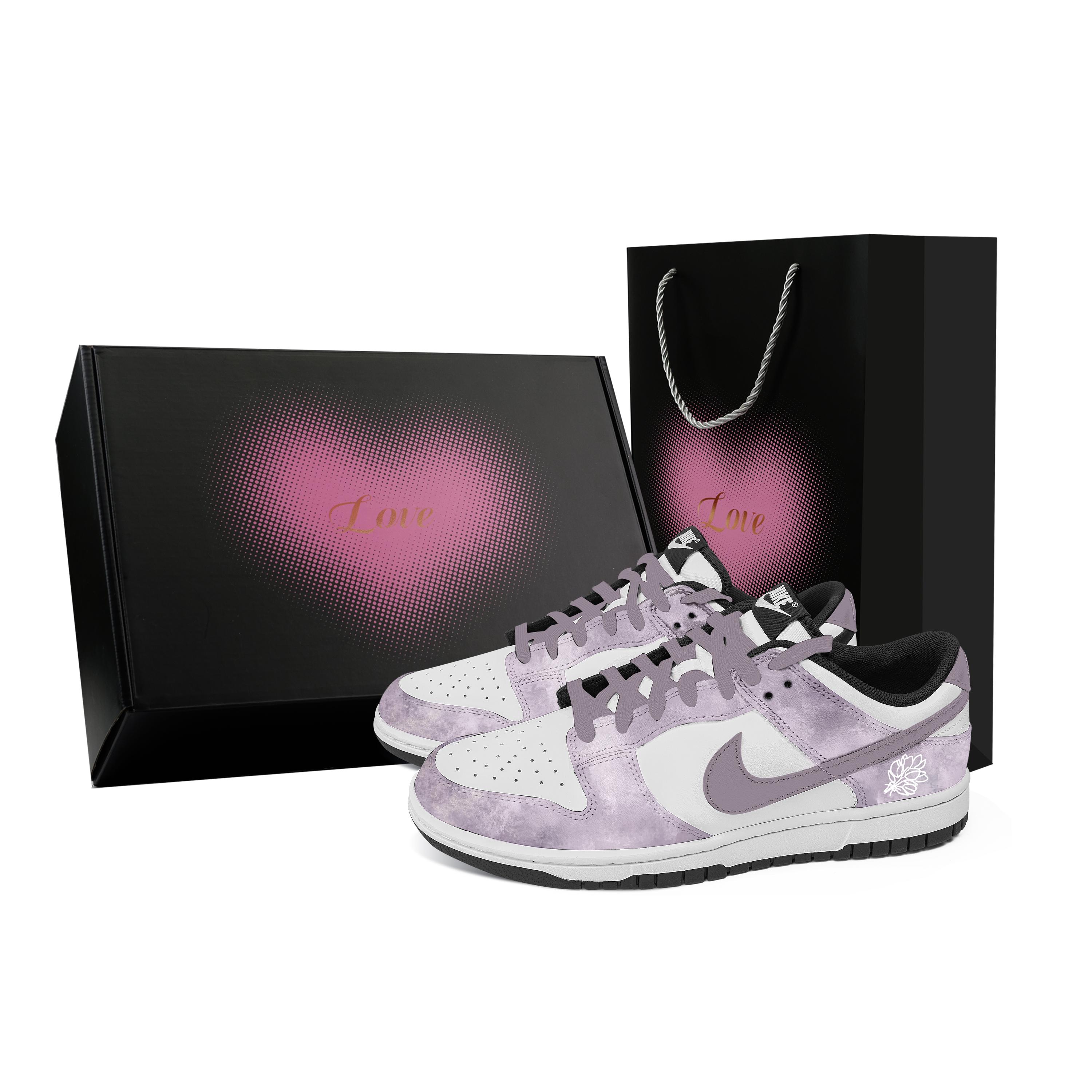 

Nike Dunk Floral Vine Romantic Heart Box Abrasion Resistant Low top Skateboard Shoes Unisex Purple DD1391-100(Team529--) 45