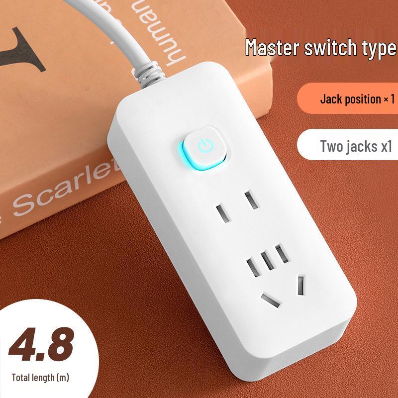 Multi-Function Household Power Strip with Cord, featuring a Multi-Hole Socket Panel for Dorms