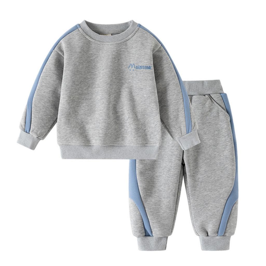 Children's Korean Lined Jogger Set - Loose Fit Hoodie and Pants for Sports and Casual Wear