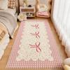 Bow Plaid Pattern Rugs for Bedroom Thicken Plush Bedside Floor Mat Washable Living Room Decoration Carpet Fluffy Soft Lounge Rug
