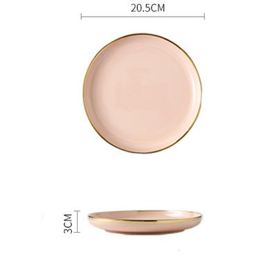 Pink Black Gold Inlay  Ceramic Dinner