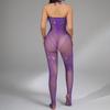 Purple Charm Lingerie Sexy Jacquard Perspective Mesh Clothes Sling Neck