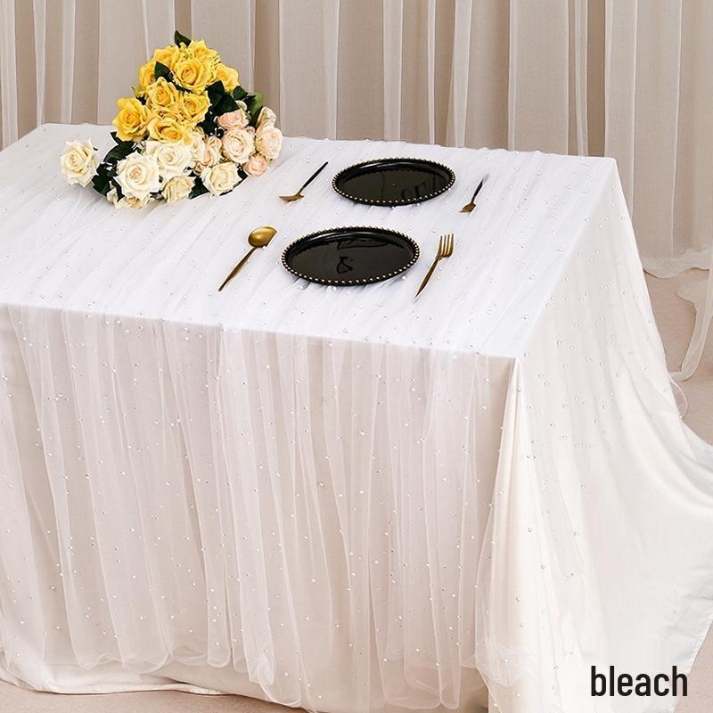 3D Pearl Beaded Mesh Wedding Dress Table Runner