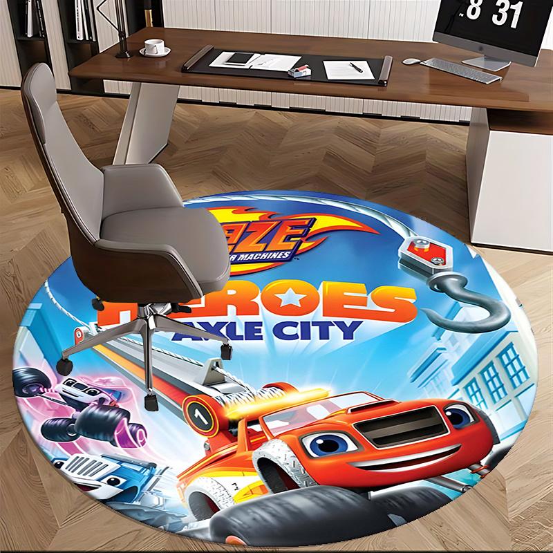 Blaze,Monster Machines Chair Mat Round Rug Office Carpet, Machine Washable, Non Slip, Suitable for Living Rooms, Bedrooms