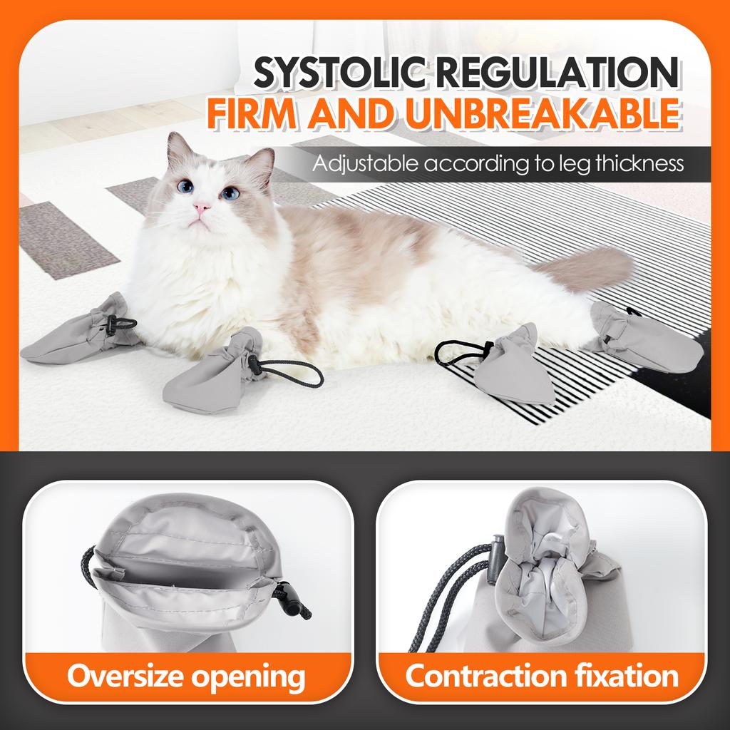 Adjustable Drawstring Anti-Scratch Cat Boots, Waterproof Pet Paw Cover for Bathing & Nail Cutting