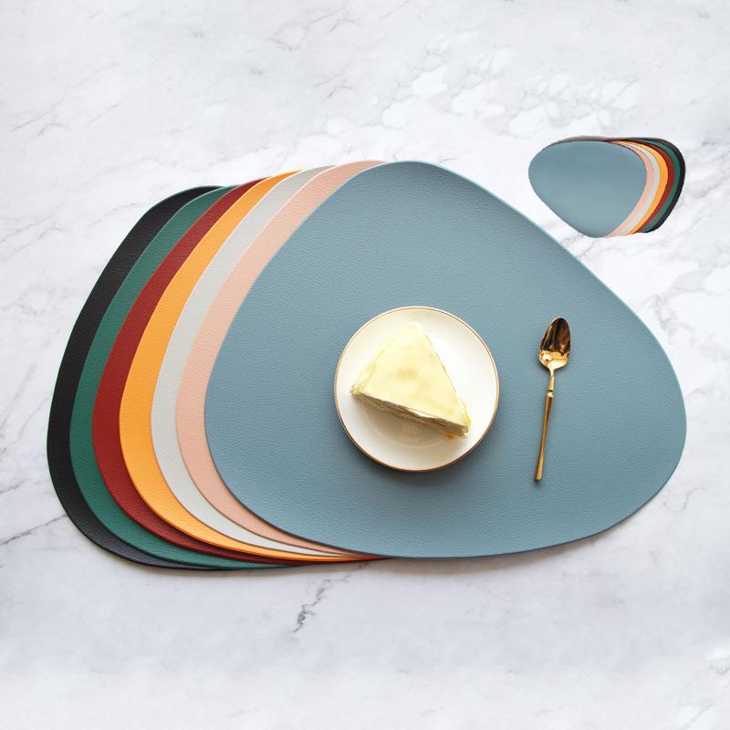 Nordic Faux Leather Waterproof Heat-Resistant Dining Placemat & Coaster Set