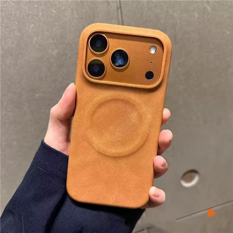 Lyxigt Fårskinn Magnetiskt Telefonfodral för iPhone 17 Air 13 Mini 12 11 14 15 Plus 16 Pro Max XS XR X Matt Fodral