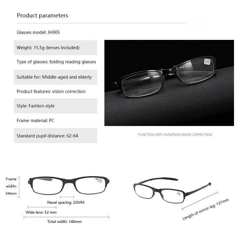 Design Reading Glasses Men Women Folding Small Glasses Frame Metal Glasses Mini Wallet Glasses Diopter 1.0-4.0