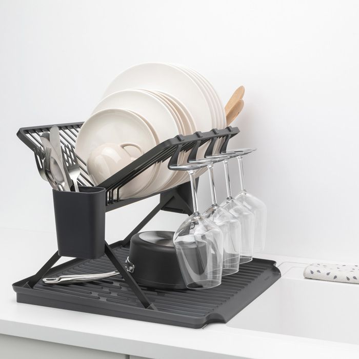 Egouttoir À Vaisselle Pliable Grand Modèle Gris Foncé - Brabantia