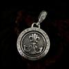 Sterling Silver Rotatable Nautical Compass Anchor Pendant - Double-Sided Arabesque Design for Men & Women