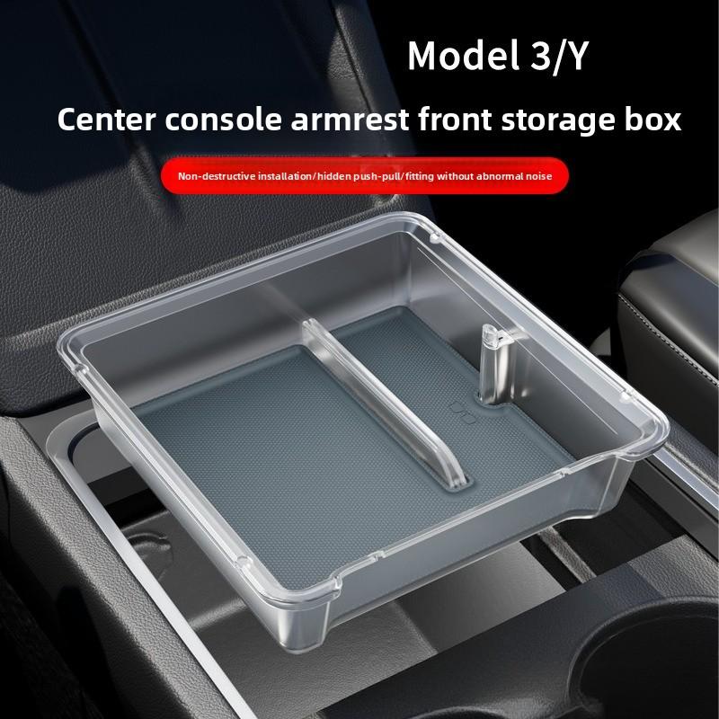 

Center Console Organizer Storage Box for Tesla Model 3 & Model Y Accessories Model3/Y behind gary серый