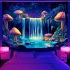 1 Stück fluoreszierendes Pilz-Wandteppich, UV-reaktiver Schwarzlicht-Wandteppich, mystischer Pilz Naturlandschaft Wald-Wandteppich