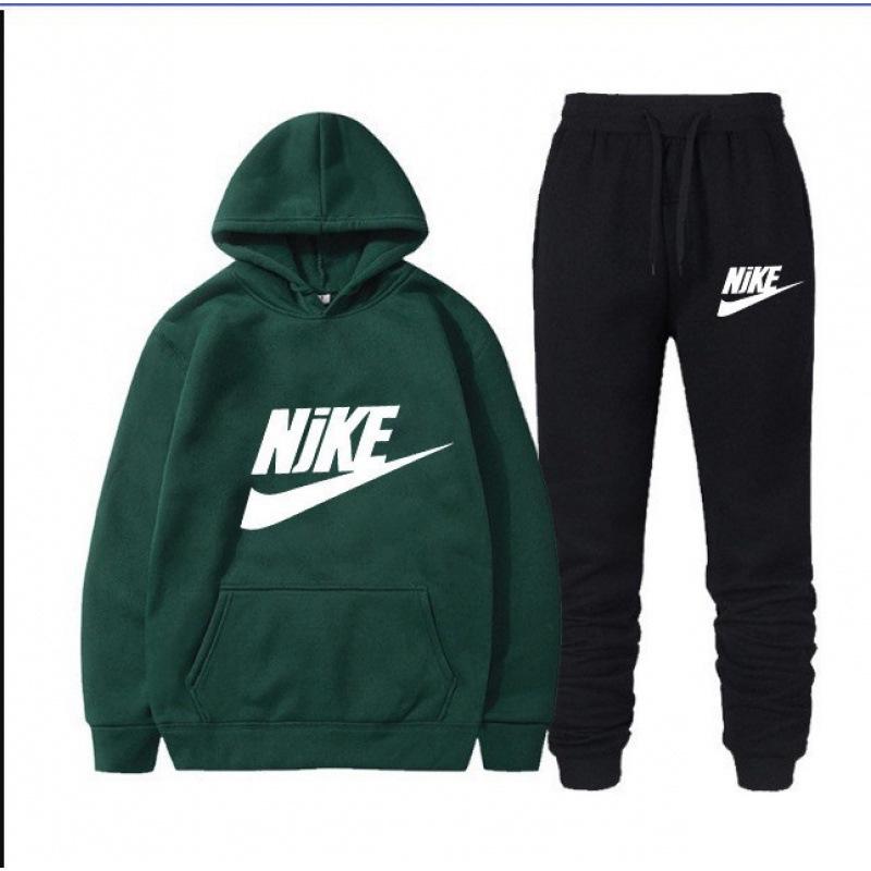 Modny zestaw unisex z nadrukiem: bluza z kapturem i spodnie dresowe