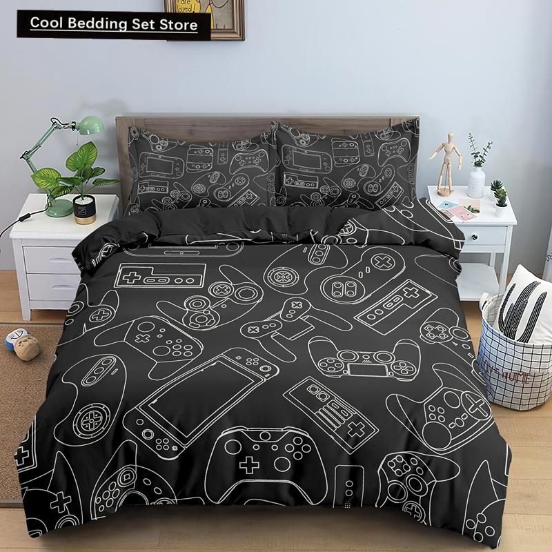 Boys Gamer Bedding Set Cartoon Game Luxury Duvet Cover King Queen Double Comforter Cover Gaming 2/3pcs Polyester Quilt Cover
