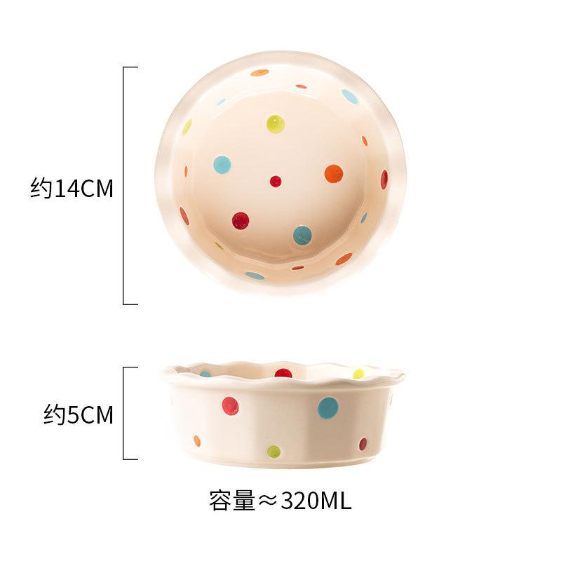 

Креативная керамическая миска для фруктового салата на завтрак, Wave Dot, хлопья для домашнего использования, эмаль