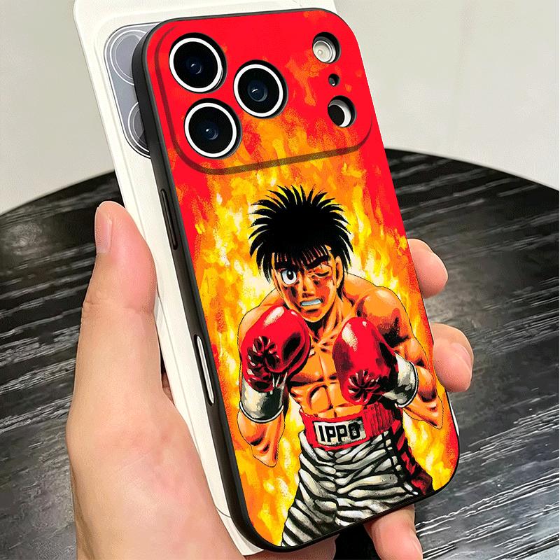 Coque de téléphone souple Anime Hajime No Ippo pour iPhone 16 16E 17 Air 15 Pro Max 14 Plus 13 Mini 11 12 7 Coque Arrière Noire