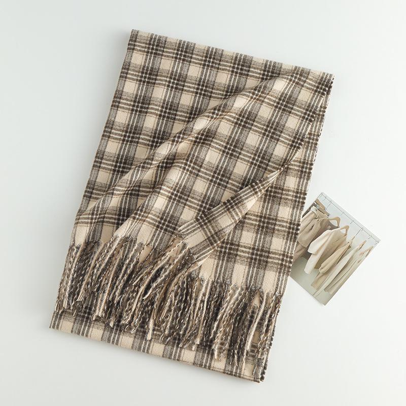 

Korean Style Women s Plaid Scarf: 2025 Imitation Cashmere, Versatile Autumn/Winter Shawl for Warmth 70x200 cm