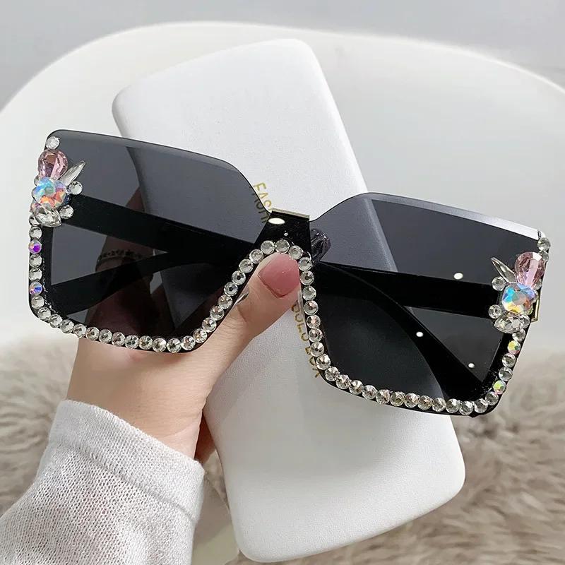 

Women Fashion Gradient Color Sunglasses Unisex Vintage Square Outdoor Travel Uv400 Sun Glasses Ladies Luxury Diamond Cut Eyewear no box