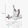Sterling Silver Dove Pendant Necklace: Garnet Bird Jewelry
