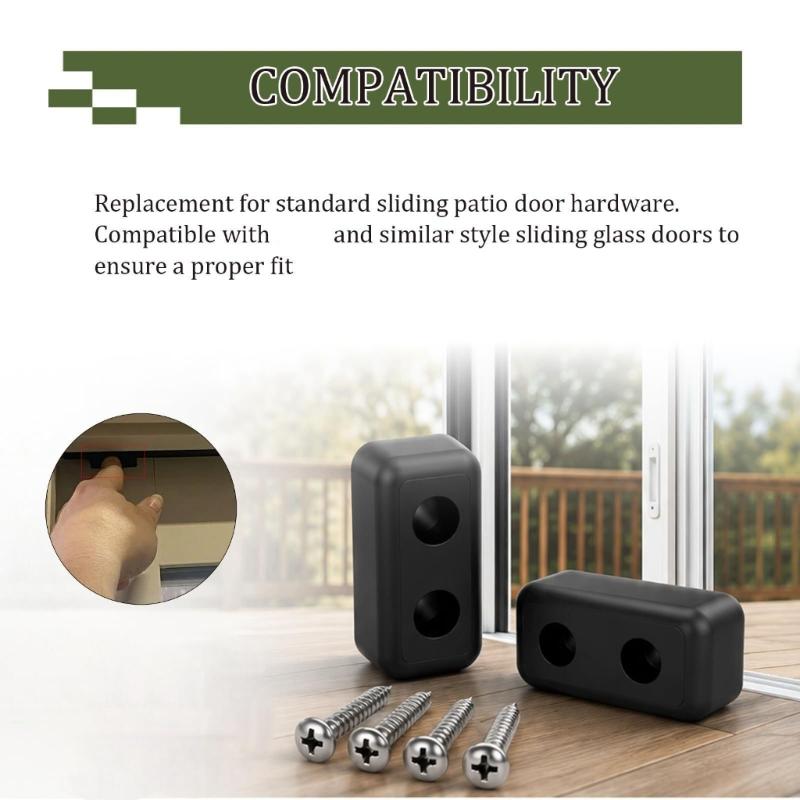 Screw-Mount Sliding Door Stop Parts, Black Plastic Replacement Bumper Cap for Closing Area Repair, Home Care, and Contact Control, 2 Set