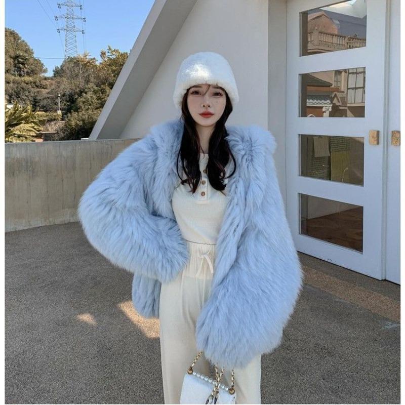 Imitation Fox Fur Women's Winter New Hooded Loose and Thin Fluff Jacket Light Trendy