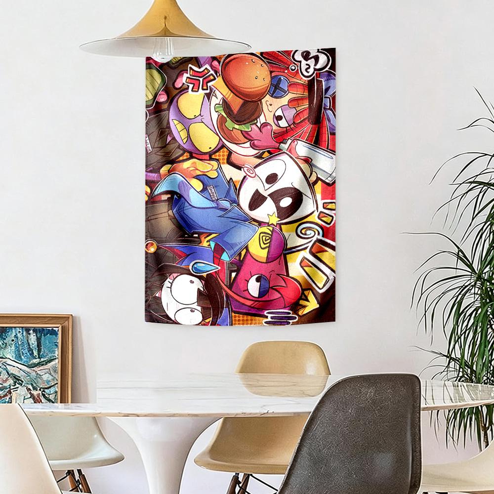 Digital Circus Wall Decor Tapestry Art For Pet Memorial Birthdaywedding Party Backdrop Family Gift