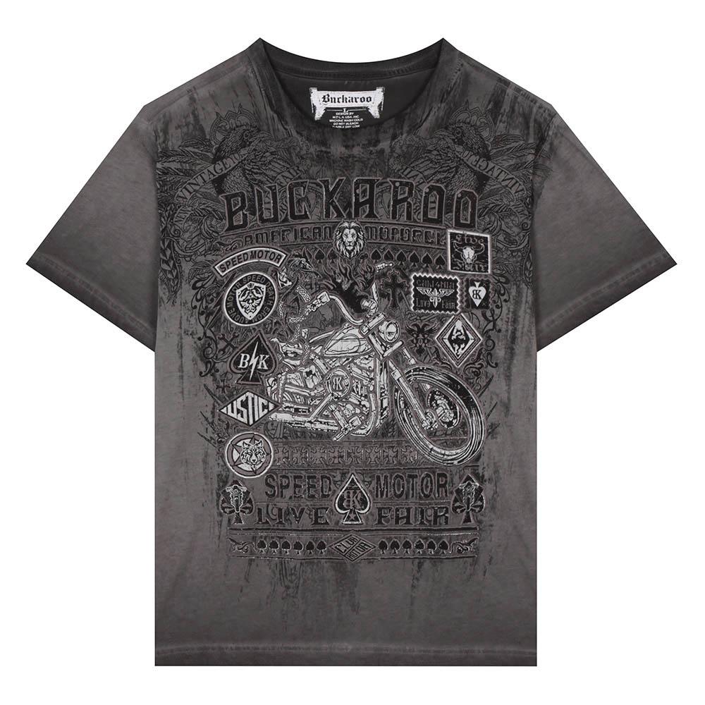 Burkeru Single Vintage Artwork Short Sleeve T-Shirt Gray Gray_M