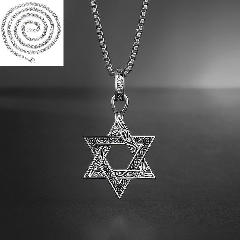 Hexagram Pendant Necklace: Trendy, Non-Fading, Versatile Clavicle Chain for Women and Men