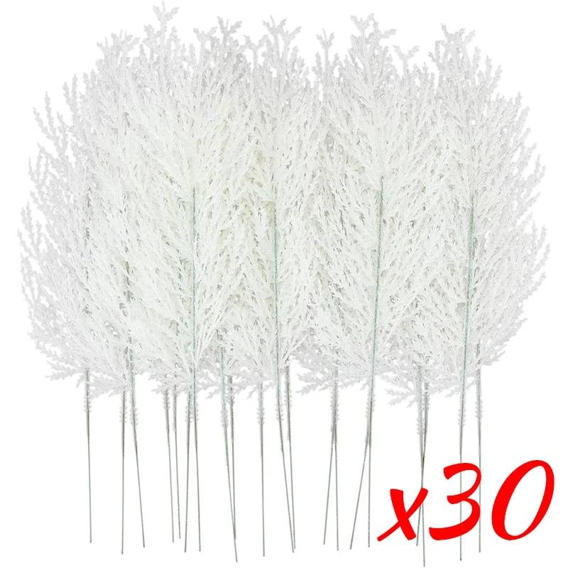 Agujas de Pino Artificiales Agujas de Pino Falsas Blancas Ramas Plantas Guirnalda DIY Adornos para Árbol de Navidad Regalos de Año Nuevo Decoraciones de Mesa