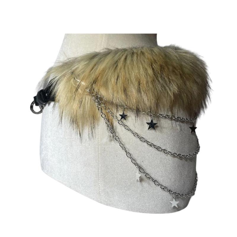 Furred Waist Belt Belly Chain for Dress Chain Belt for Women Waist Chain Belt Cowboy Waist Chain Luxurious Belt