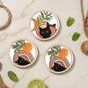 4Pcs Healing Black Cat Wooden Coaster, Creative Heat Insulation Mat, Anti Slip Thickened Desk Protector for Coffee Cup