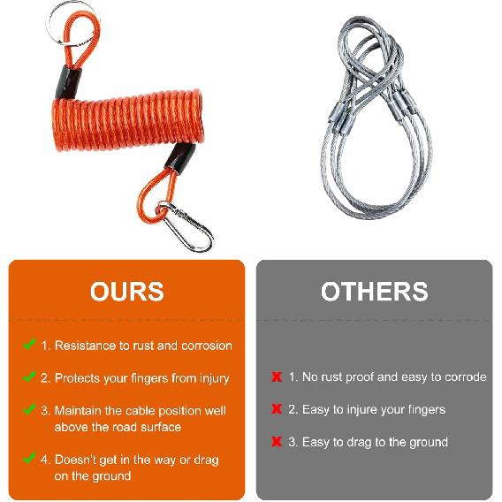 6FT Trailer Breakaway Safety Cable Blue 4Pcs Trailer Brake Away Cable, Trailer Breakaway Coiled Cable For RV Trailer Emergency Camper Breakaway