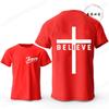 Believe Cross Jesus Creative Fashion Men's T-shirts Christian Graphic Printed Tops Female Tshirts Casual Short Sleeved T-shirt