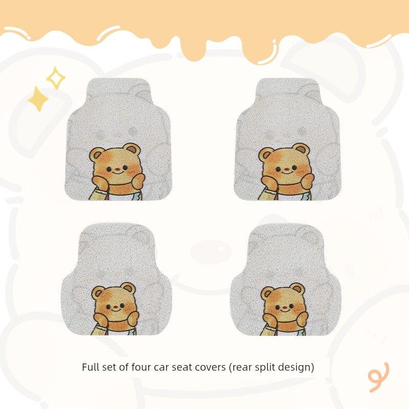 Floor Mats for the Driver's Seat and Rear Seat, New Style Single-Piece Silk Loop, Wear-Resistant, Dirt-Proof, Cute Cartoon Car Carpet-Style Floor Mats