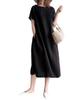 Ririka Flared Elegant with Suitable for Resort Solid [ririka] Short-Sleeved Dress, Waistline, Pockets, Office, Casual, Wear, Color, Spring, Summer,