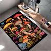Colorful Mushroom and Floral Pattern Rug Non-slip Rug Suitable for Living Room and Bedroom Sofas.