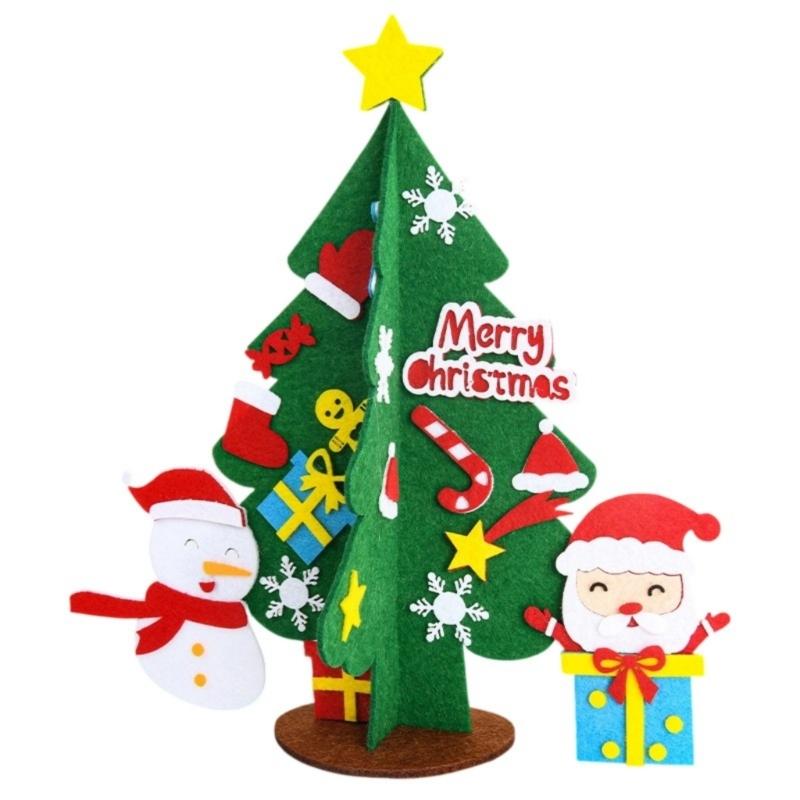 3D Fabric Christmas Tree Desktop Decors Handcrafted Holiday Centerpieces Ornaments Set For Home Office Festives Display