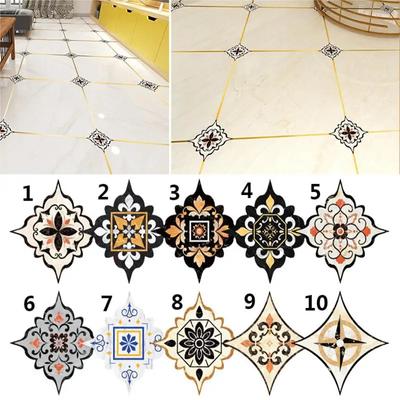 36PCS Bohemian Pattern Tile Diagonal Line Sticker, Self-adhesive Waterproof Living Room Dining Room Kitchen And Bathroom Floor Sticker