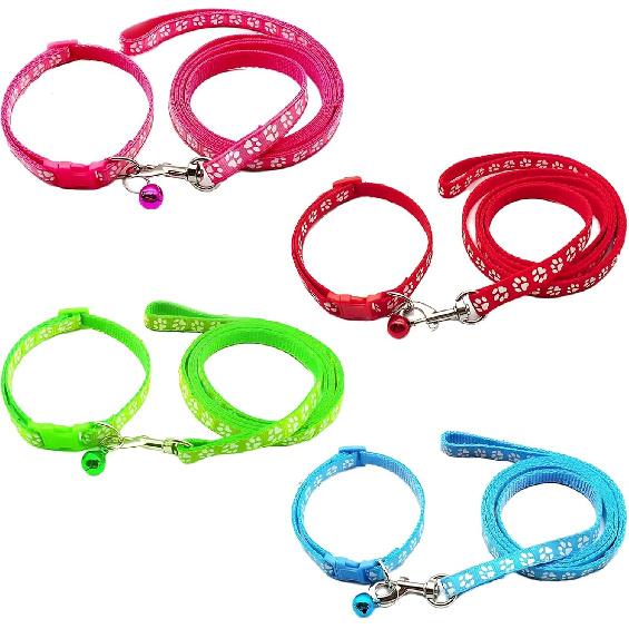 4pcs Dog Collar and Leash Set, Adjustable Puppy Collar and Leash, Anti-Escape, Quick Release, Ensures Comfortable and Flexible Wearing, Suitable for