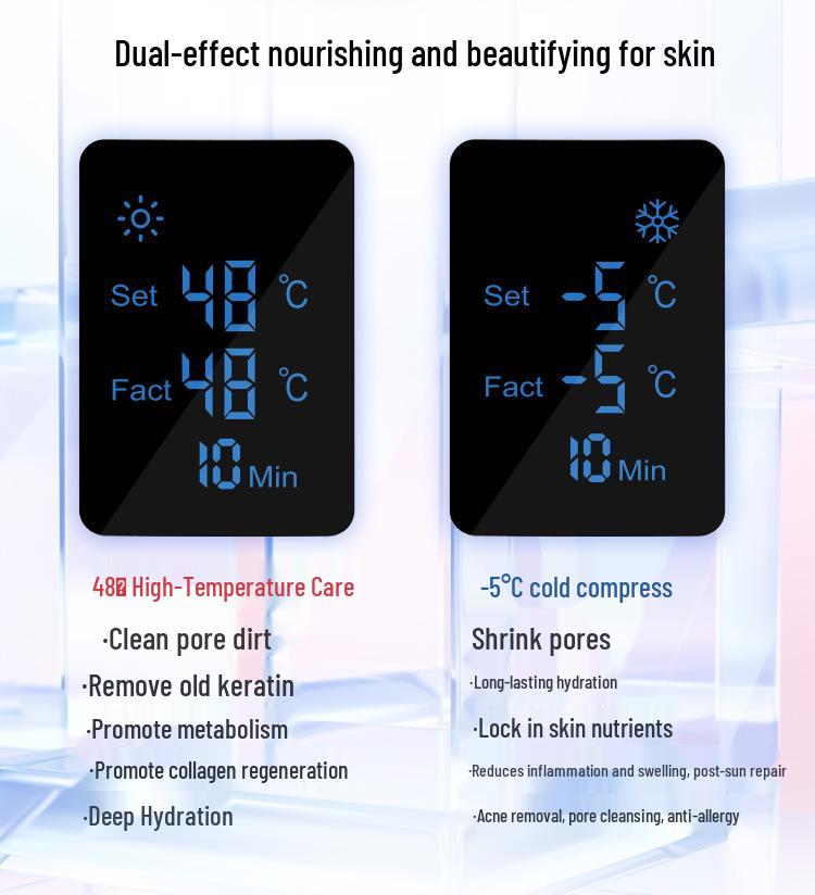 Handheld Ice & Heat Compress Facial Rejuvenation Device with 6 Color Light Therapy