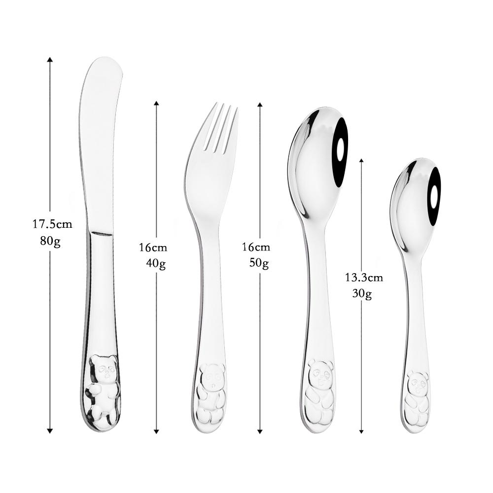 Baby Flatware 304 Stainless Steel Kid Dinnerware Cutlery Cartoon Pattern Carving Children Tableware Western-style Spoon Fork Set