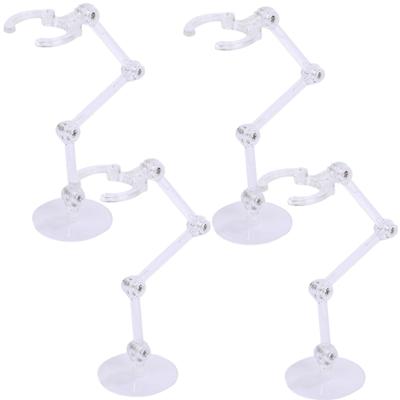 Rubonarie Figure Display Plastic Model Set of 4 Stand, Stand, Multi-Stand, Polycarbonate, 180-Degree Articulation, Figures, (Clear)