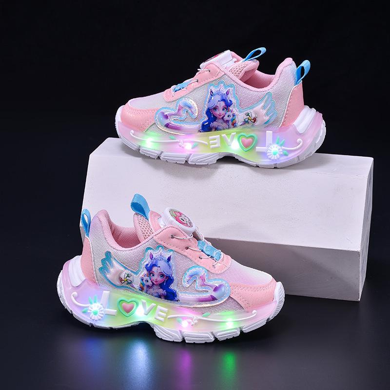 Children's Light-Up Princess Mesh Sneakers - Trendy Spring School Shoes