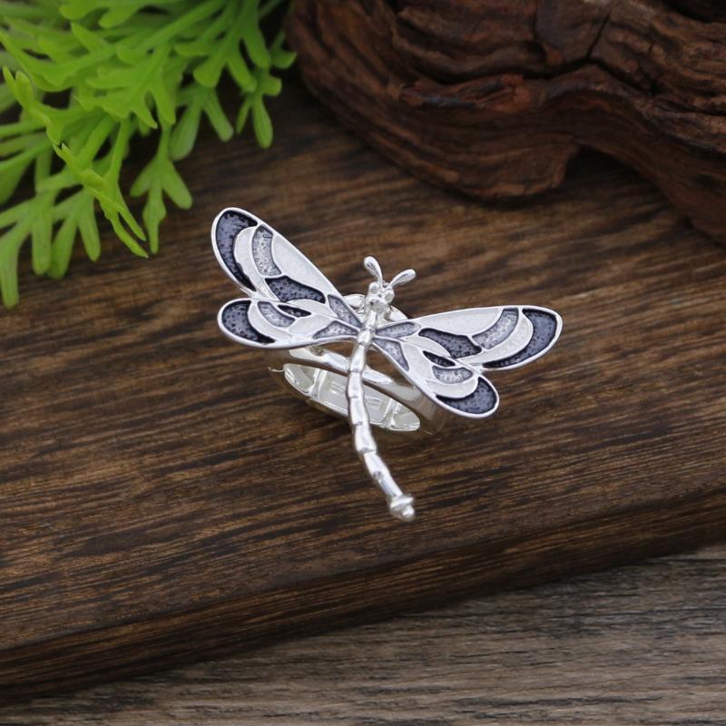 

Новое эмалевое цветное кольцо-резинка с изображением стрекозы, женский креативный дизайн, цветное кольцо с регулируемым размером в виде стрекозы