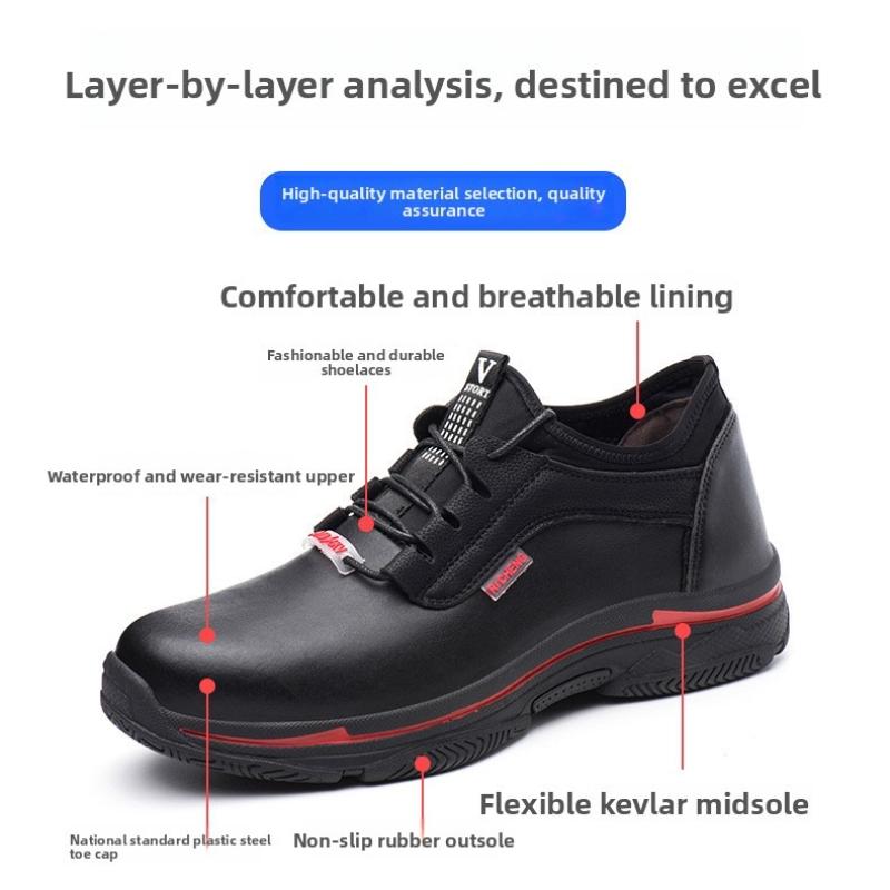 

Anti Smashing Safety Shoes Anti-Odor Labor Protection Steel Toe Sneakers Men Boots High Top Work Sneakers Puncture Waterproof 46 чёрный