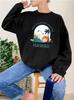 Hawaiian Coconut Print Loose Casual Round Neck Hoodie