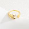 Fashionable Colorful Zircon Alphabet Adjustable Retro Ring