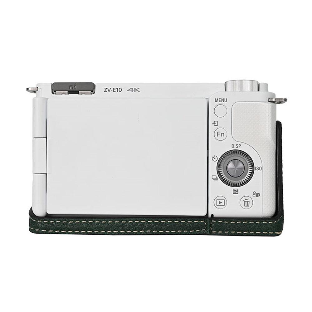 ZVE10 Skórzany PU Pokrowiec na Połowę Korpusu Aparatu dla Sony ZVE10 ZV-E10 Magnetyczna Otwierana Pokrywa Spodu