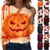 Women's Casual Long Sleeve Halloween Print Pullover Top Crew Neck Lightweight Sweatshirt for Everyday Wear
