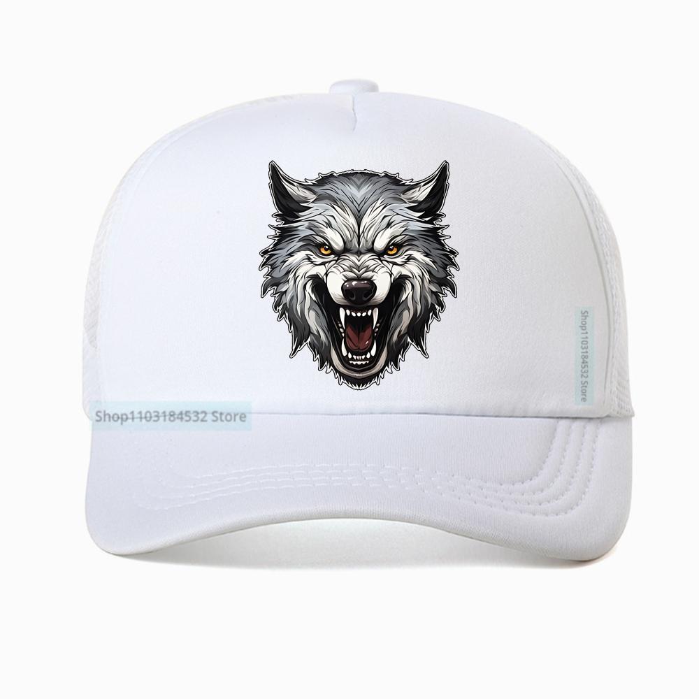 Ferocious Wolf Breathable Baseball Cap Unisex Mesh Snapback Visor Hip Hop Cotton Solid Color Trucker Hat Bone